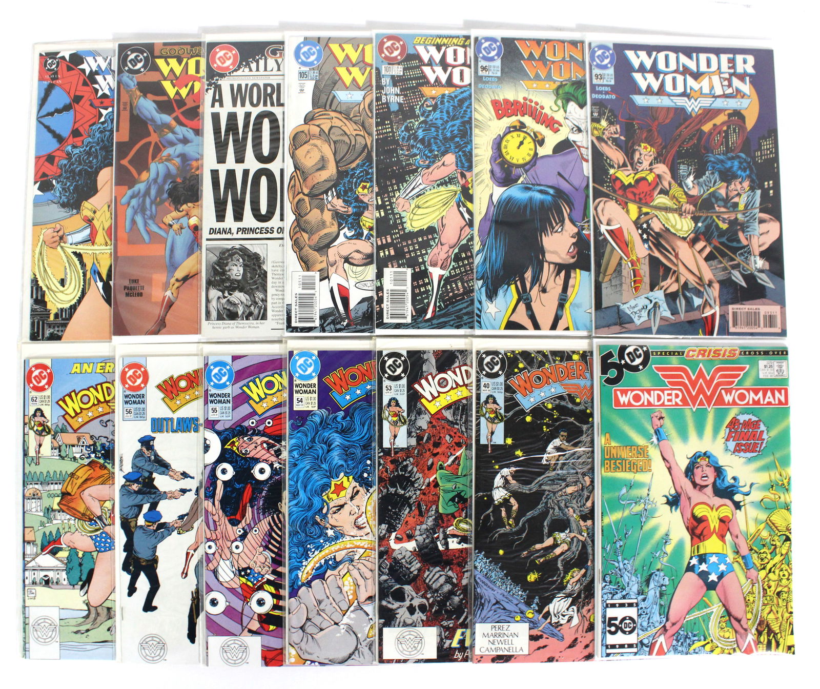 DC Wonderwoman Comic Books: Total of 14 Issues. Assorted issues. Bagged and Boarded. Varying conditions. In-house shipping available.