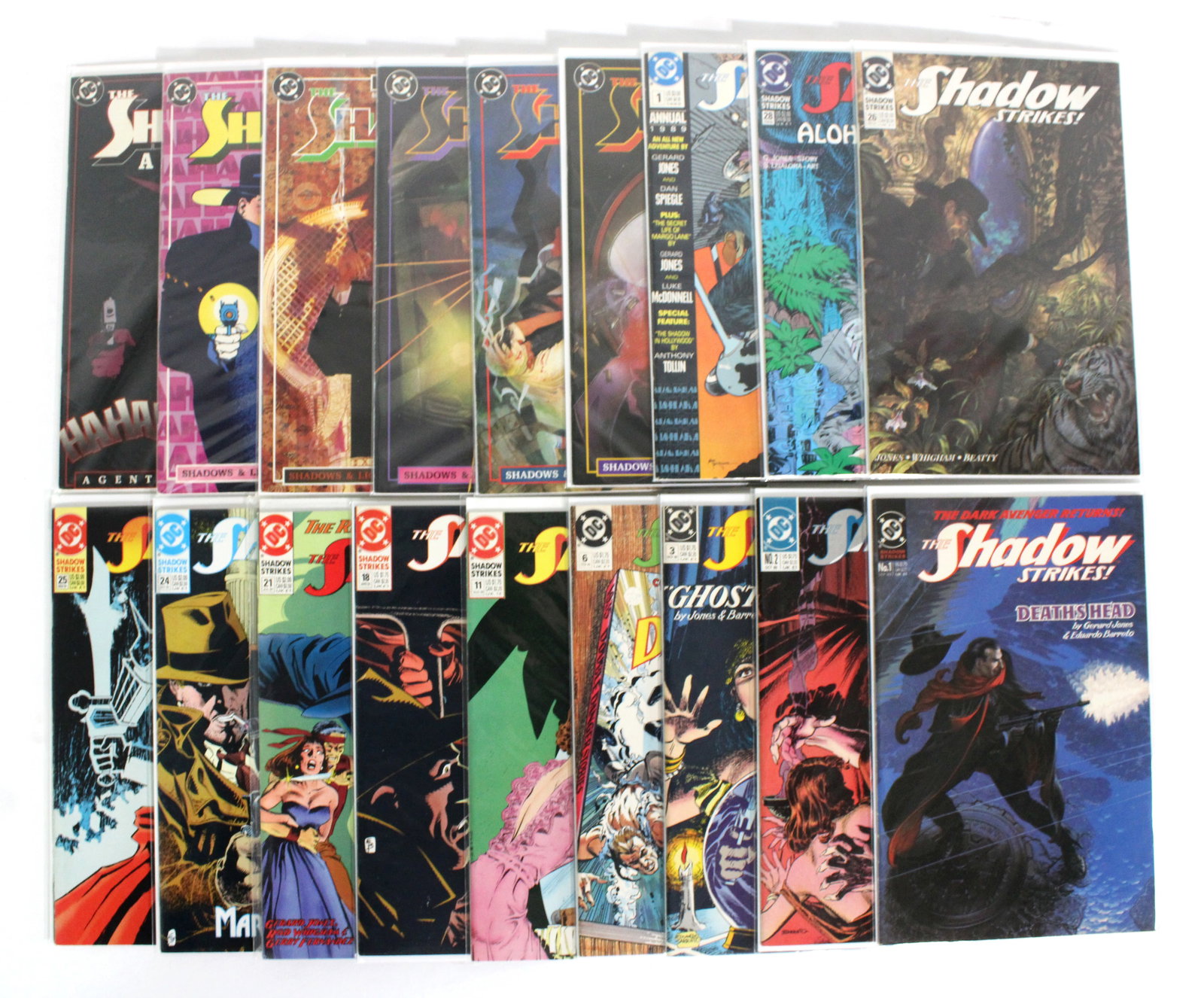 DC Comics The Shadow Strikes! & The Shadow Comic Books: Total of 18 Issues. Assorted issues. Bagged and Boarded. Varying conditions. In-house shipping available.
