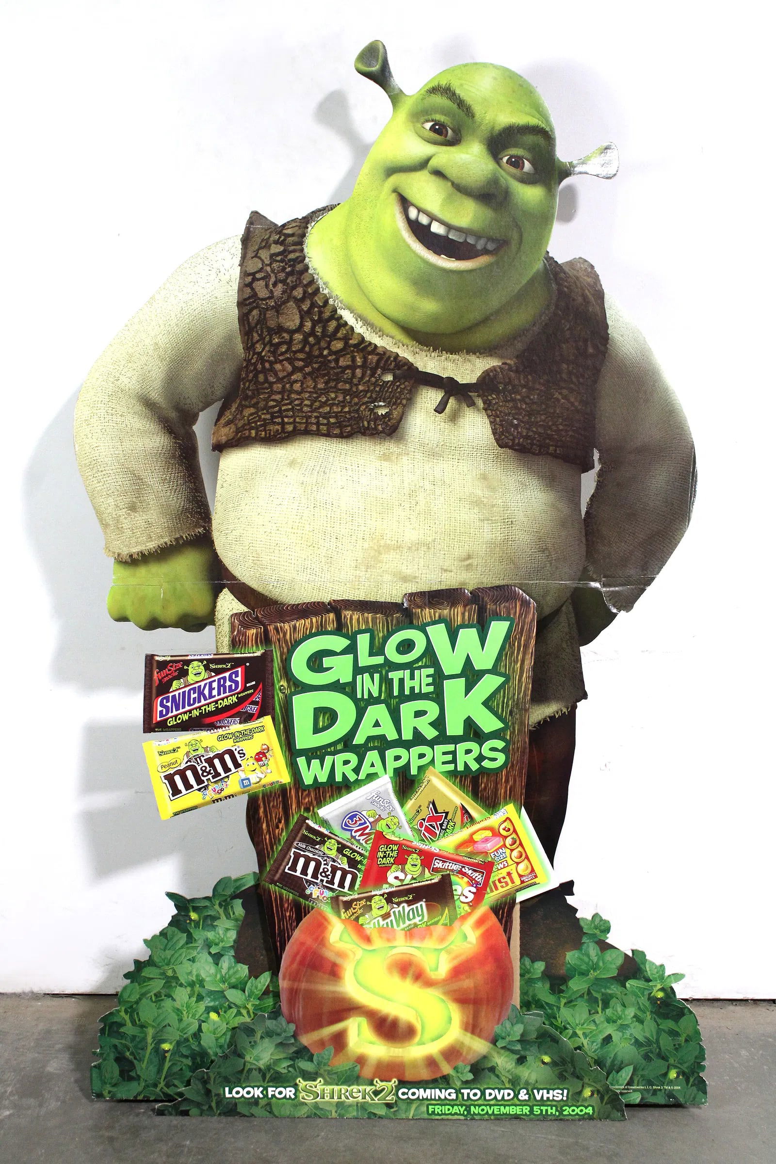 Shrek Mars Candy Store Display Standee: This item requires third-party shipping or pickup arrangements to be made. Dimensions: 74 x 42 x 17