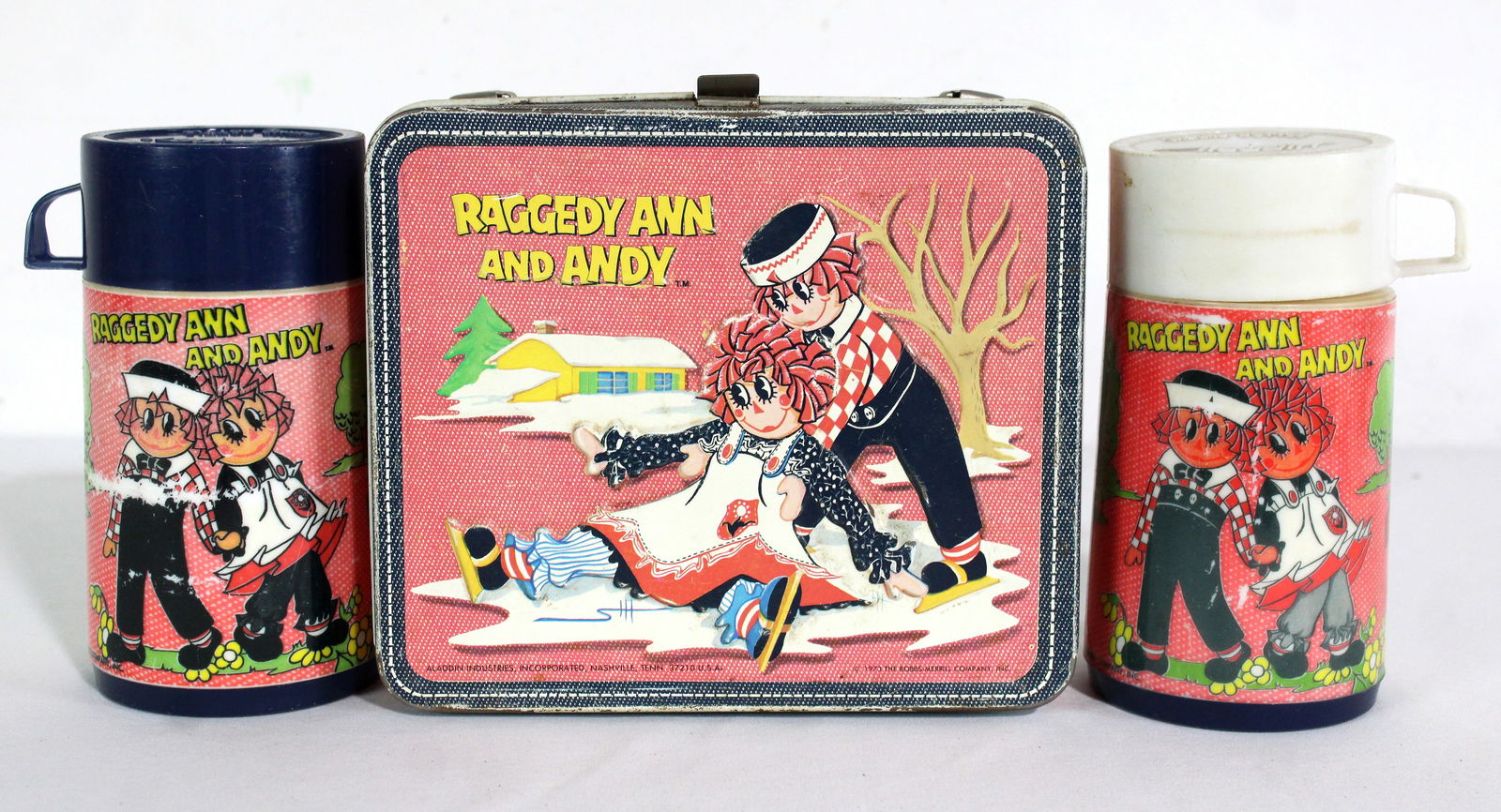 Aladdin Raggedy Ann and Andy Vintage Lunchbox and Thermoses: In-house shipping available.