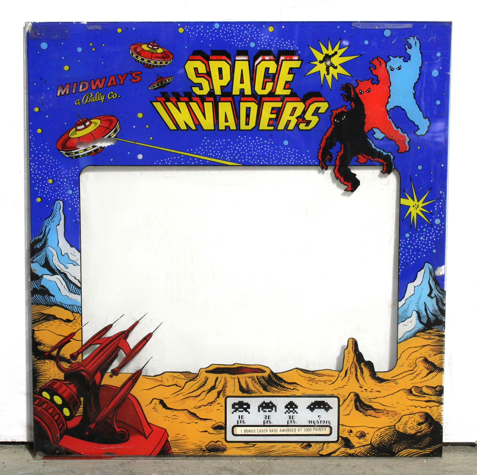 Midway Space Invaders Arcade Game Plexi Bezel: This item requires third-party shipping or pickup arrangements to be made.