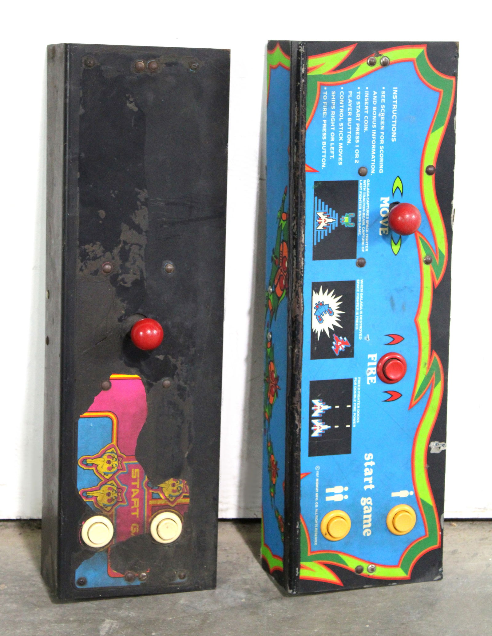 Bally Midway Galaga and Ms. Pac-Man Arcade Game Control Panels: This item requires third-party shipping or pickup arrangements to be made.