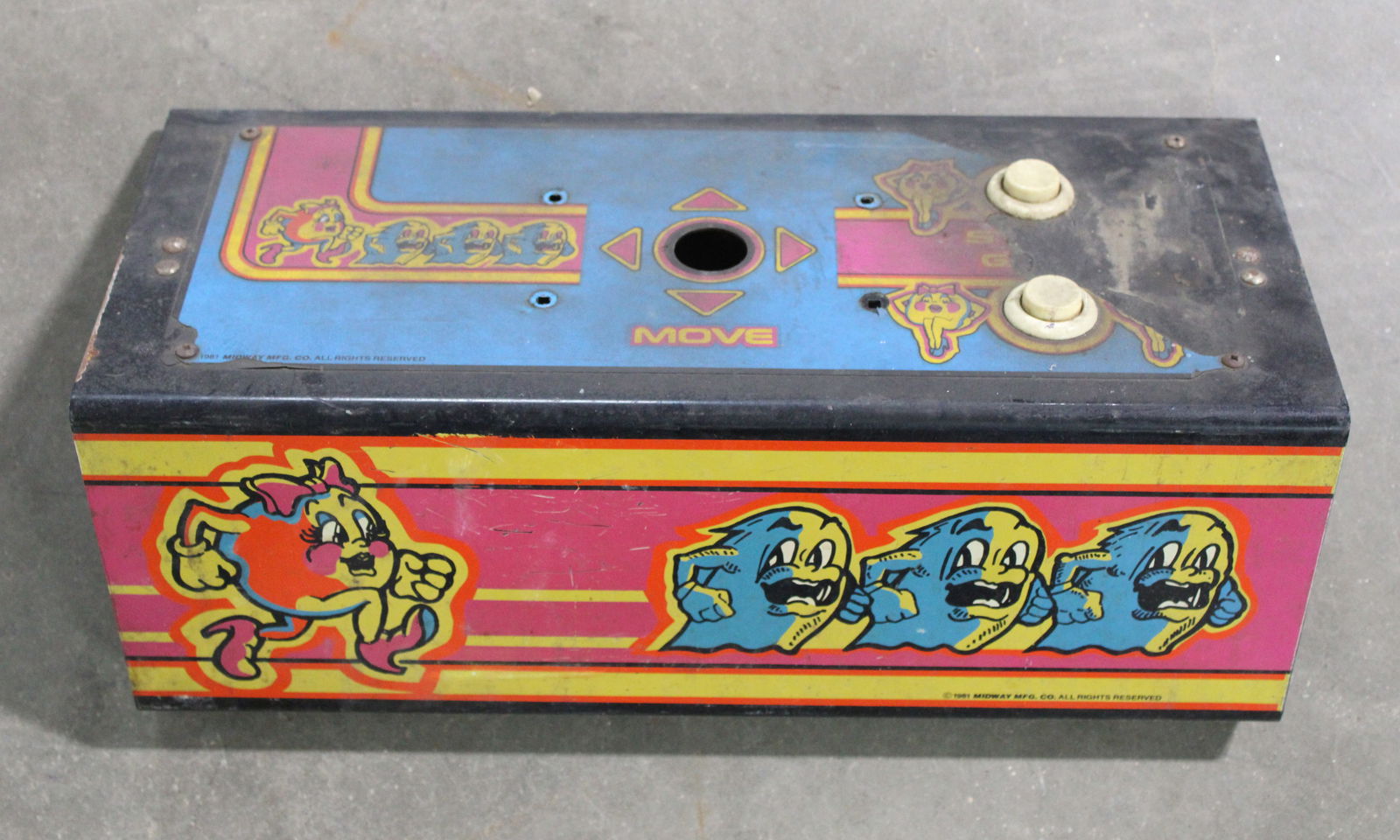 Bally Midway Ms. Pac-Man Mini Cabaret Control Panel: In-house shipping available.