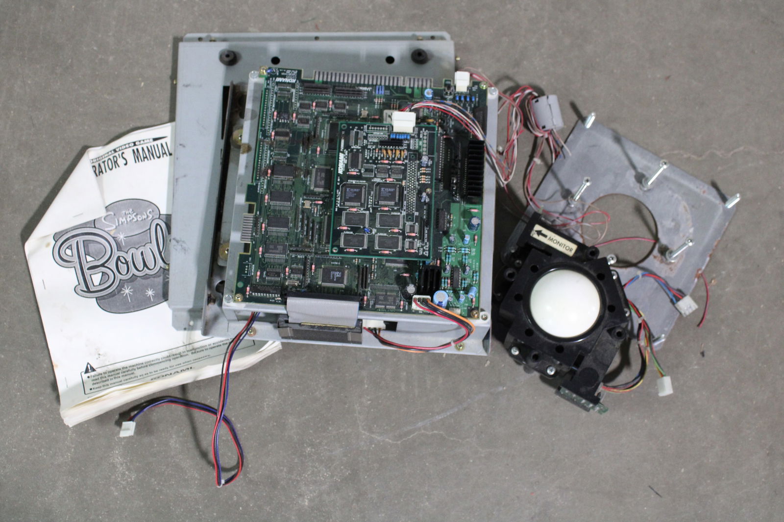 Konami Simpsons Bowling Arcade Game Boardset and Trackball: Untested. In-house shipping available.