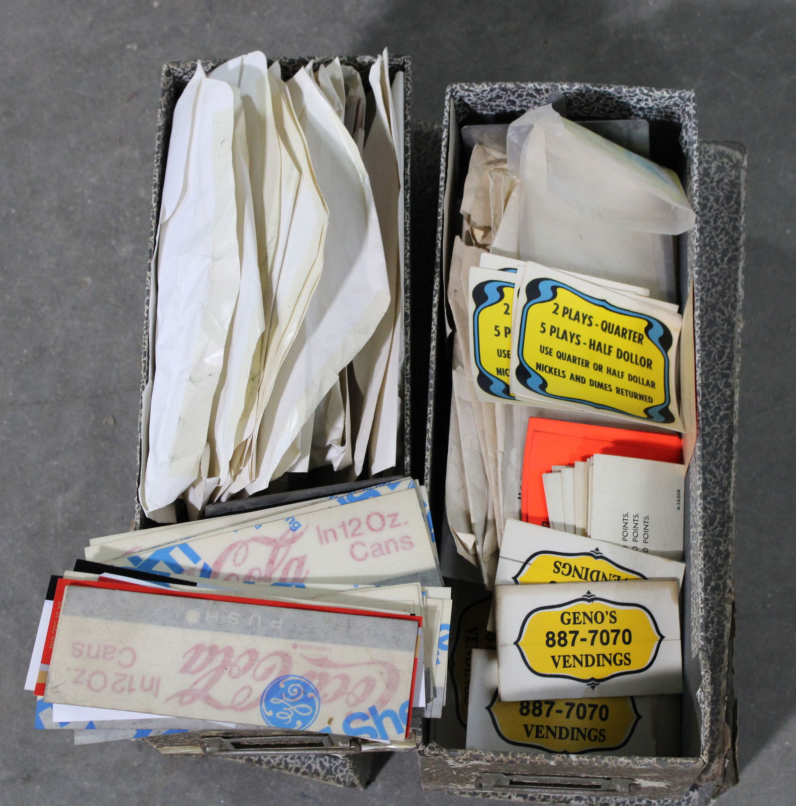 Geno's Vending Company Machine Stickers / Marquees: In-house shipping available.