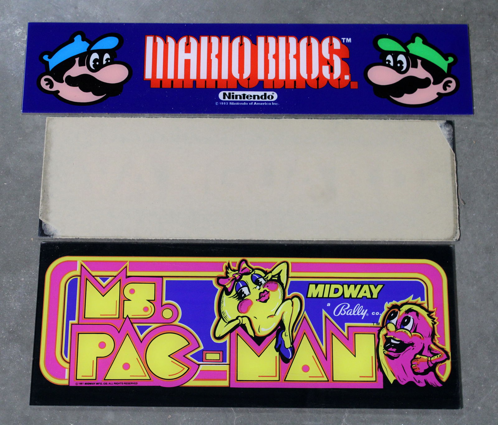 Arcade Headers incl. Vanguard, Mario Bros. and Ms. Pac-Man, Reproductions (1 of 1)