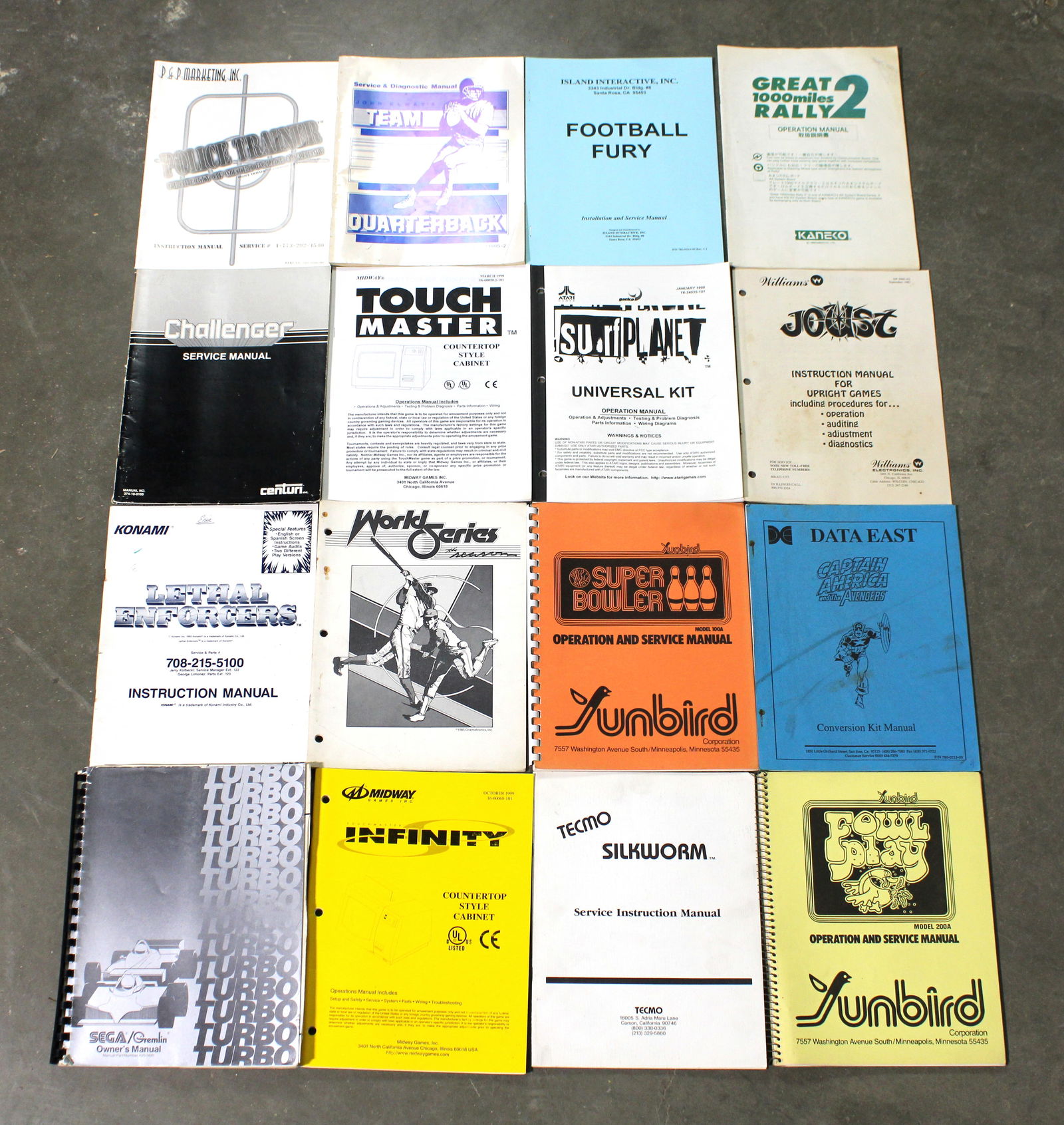 Arcade Manuals incl. Turbo, Challenger and Joust: Total of 16. Varying conditions. In-house shipping available.