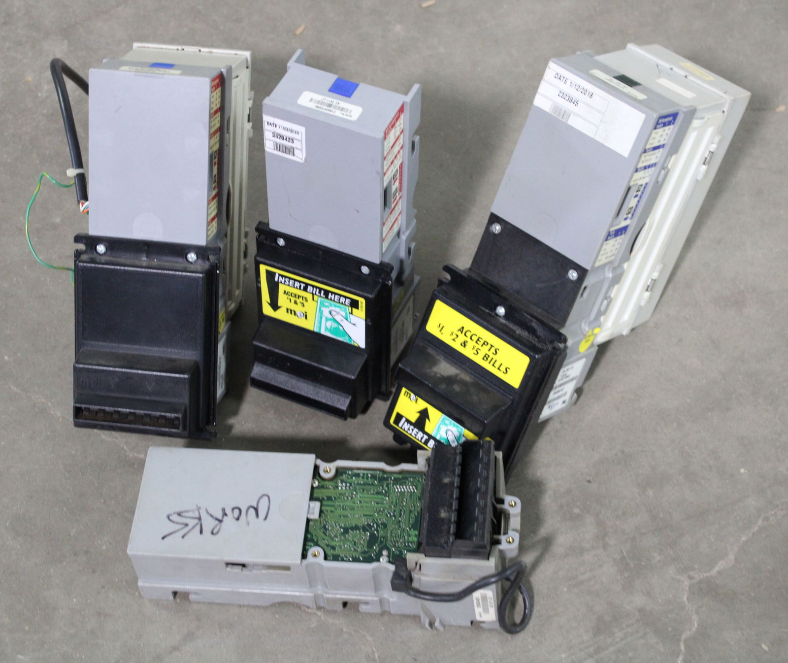 MEI Bill Acceptors, Lot 1: Total of 4. In-house shipping available.