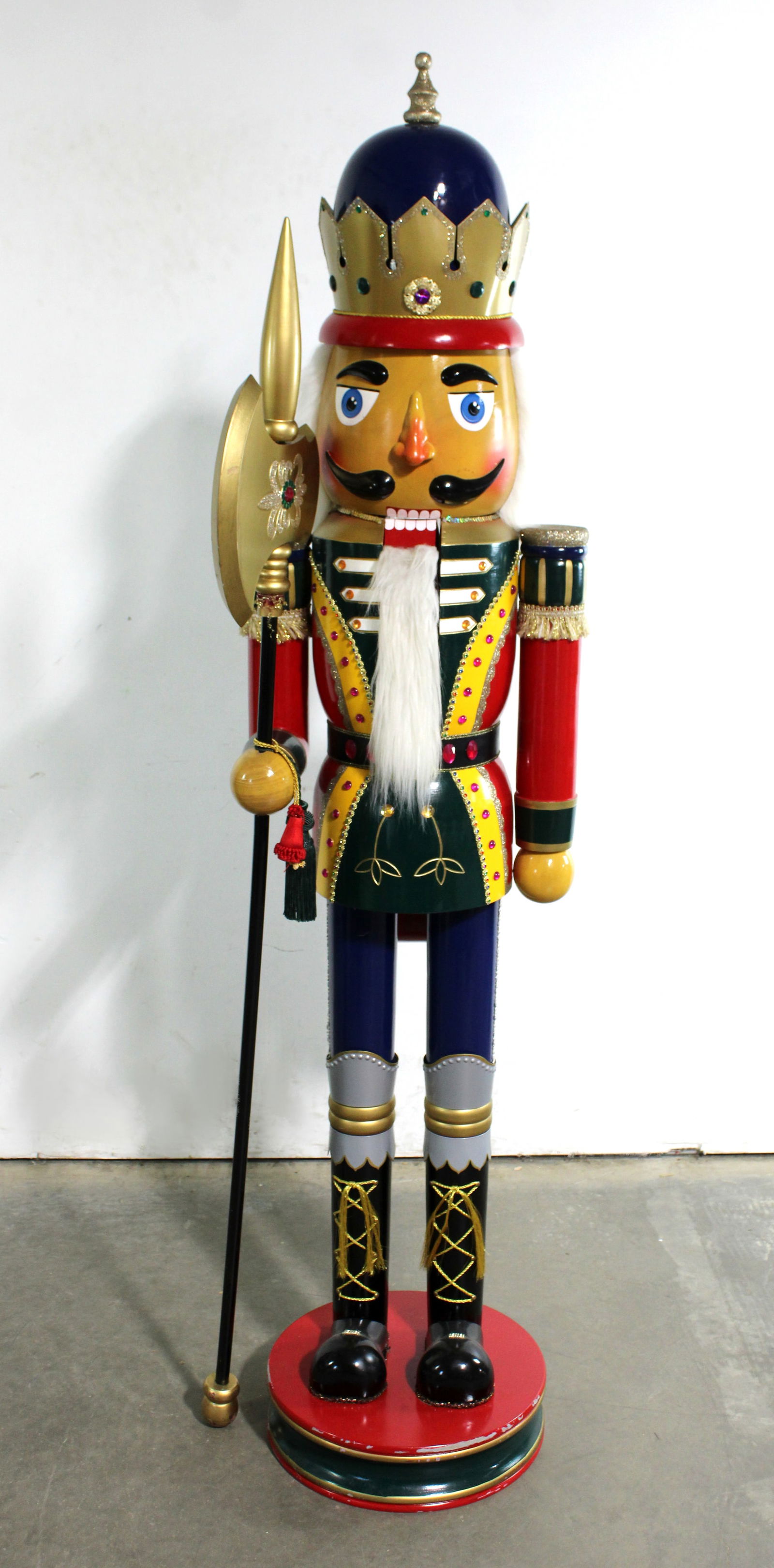 6FT Wooden Holiday Nutcracker: This item requires third-party shipping or pickup arrangements to be made. Dimensions: 74 x 21 x 18