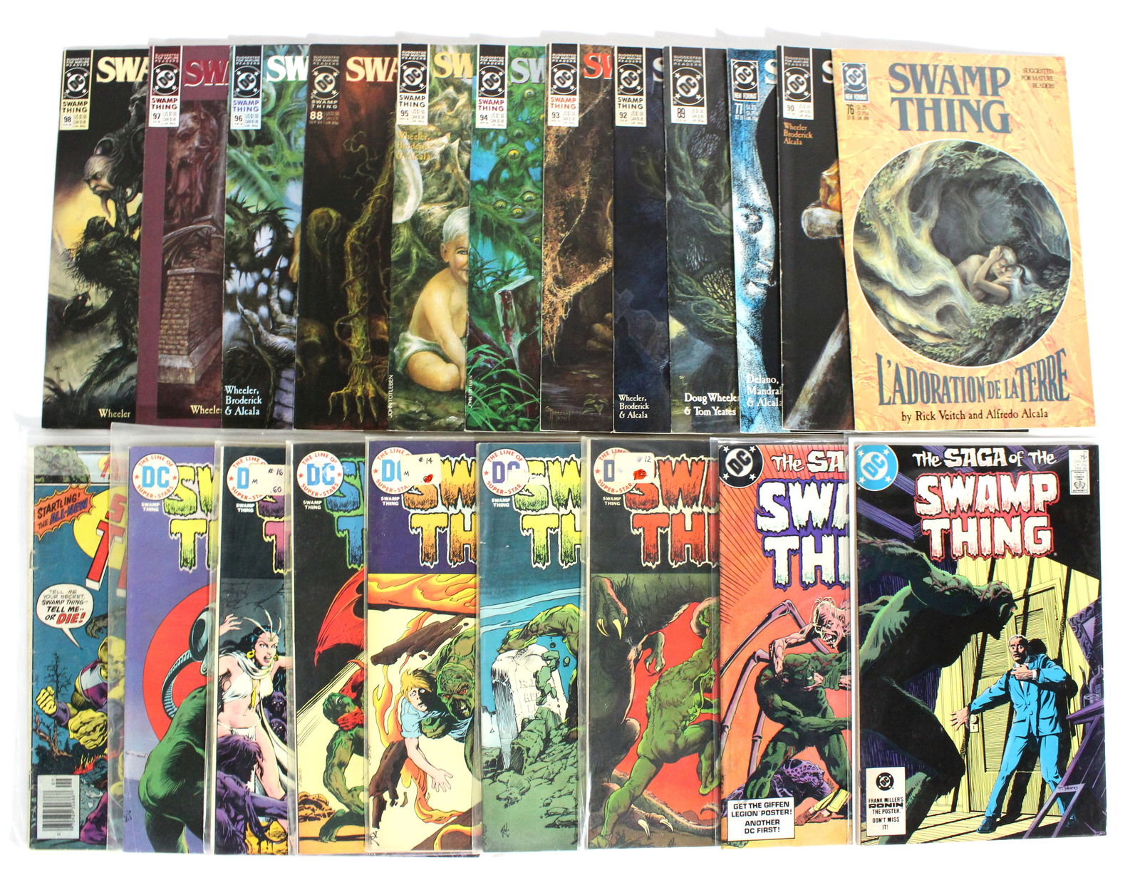 DC Comics Swamp Thing Comic Books: Total of 21 Issues. Assorted issues. Bagged and Boarded. Varying conditions. In-house shipping available.