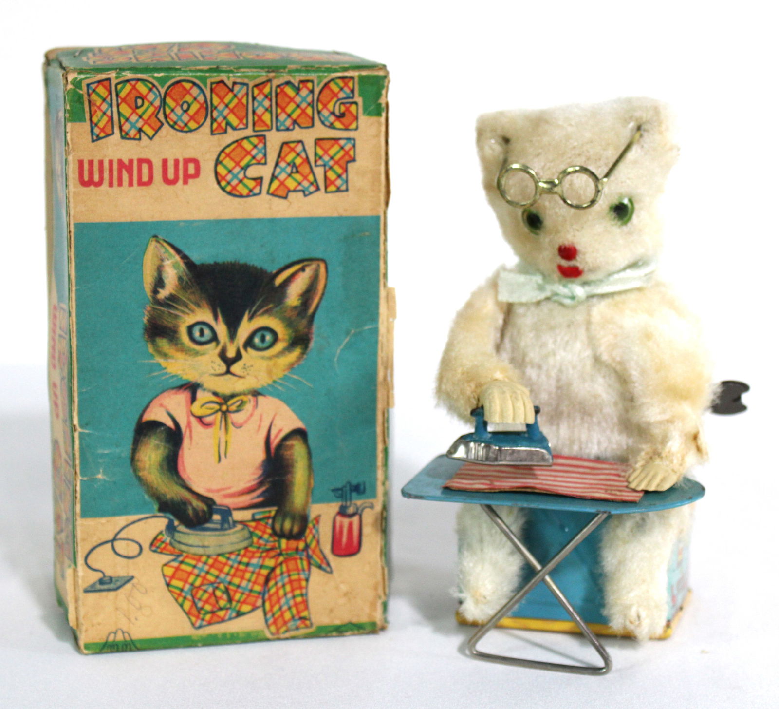 Ironing Cat Wind Up Toy in Box: Working. In-house shipping available.
