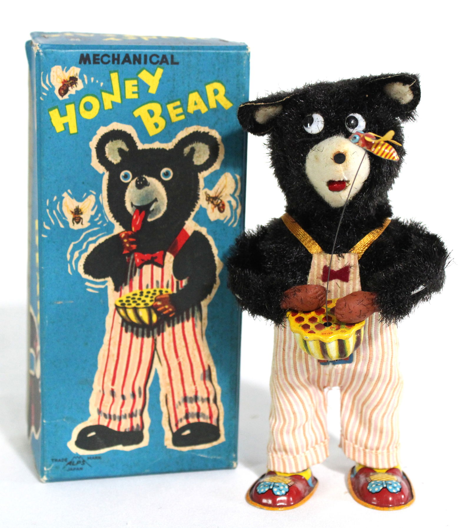 Honey Bear Wind-Up Toy with Box, Alps Japan: In-house shipping available.