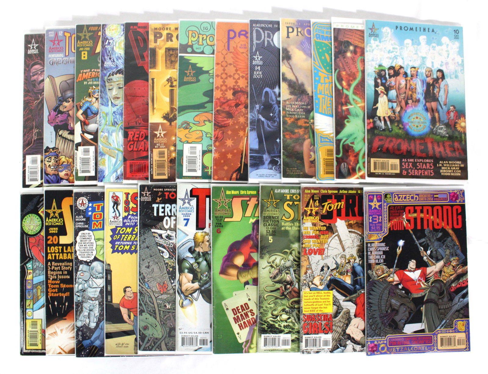 America's Best Comics Mix Lot incl. Tom Strong and Promethea: Total of 23 Issues. Assorted issues. Bagged and Boarded. Varying conditions. In-house shipping available.
