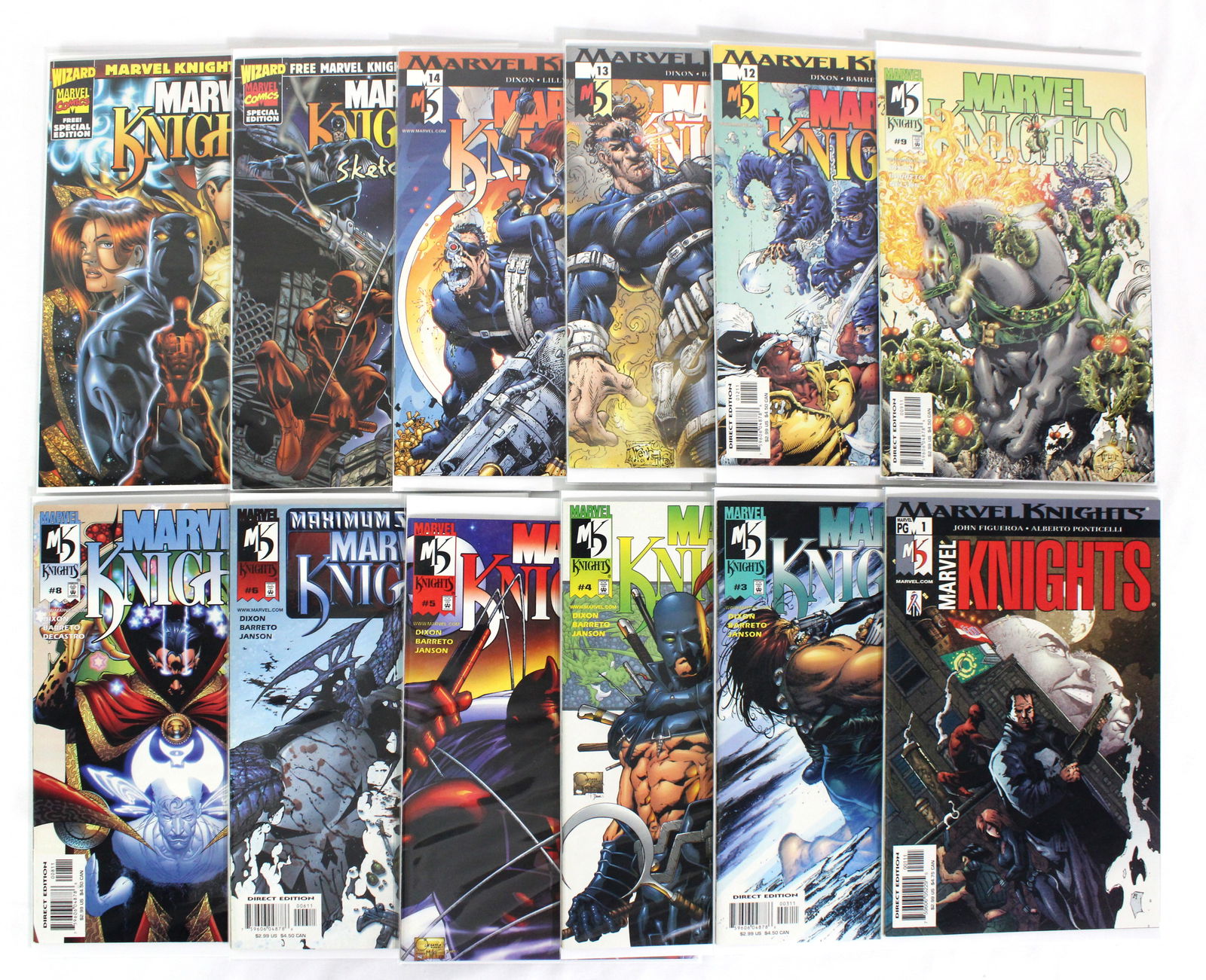 Marvel Comics Marvel Knights Comic Book: Total of 12 Issues. Assorted issues. Bagged and Boarded. Varying conditions. In-house shipping available.
