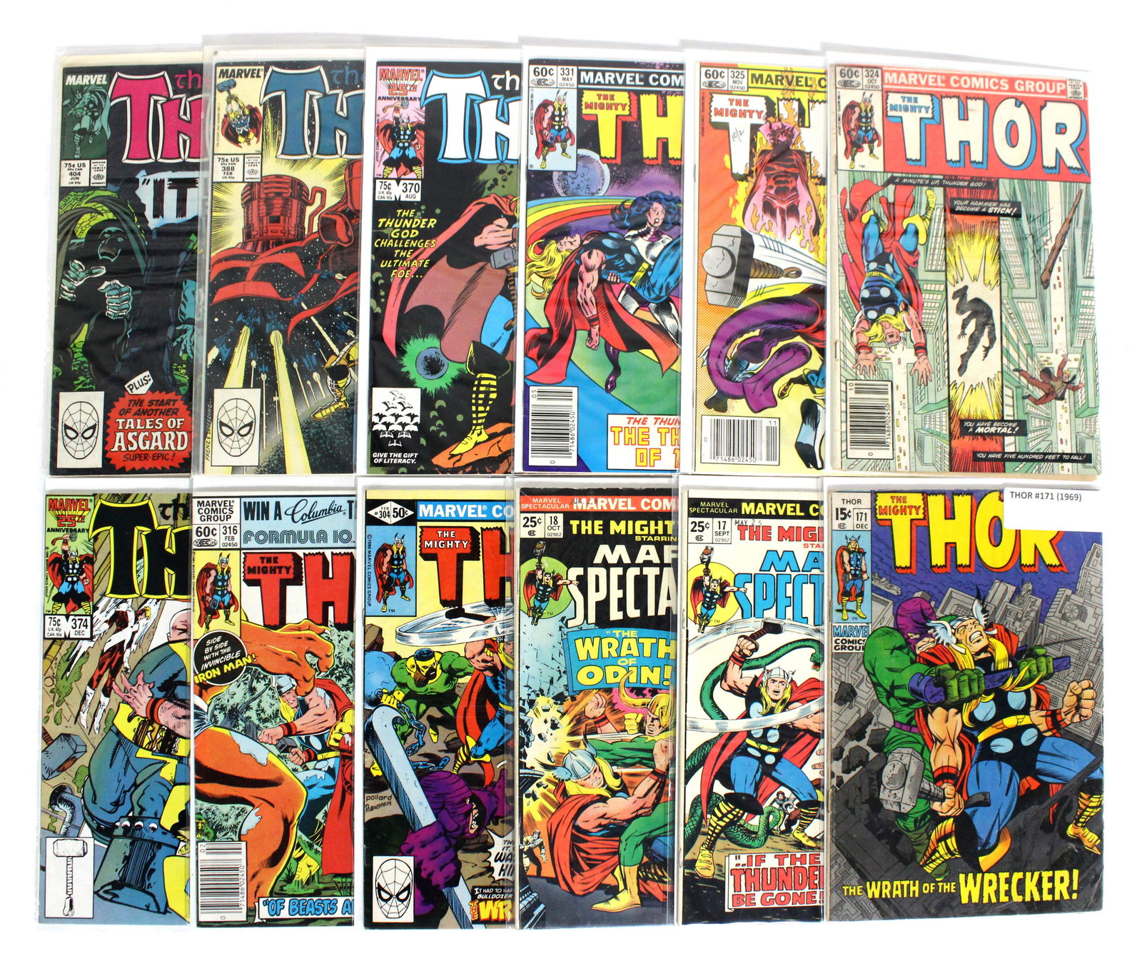 Marvel Comics The Mighty Thor Comic Books, Incl 171: Total of 12 Issues. Assorted issues. Bagged and Boarded. Varying conditions. In-house shipping available.