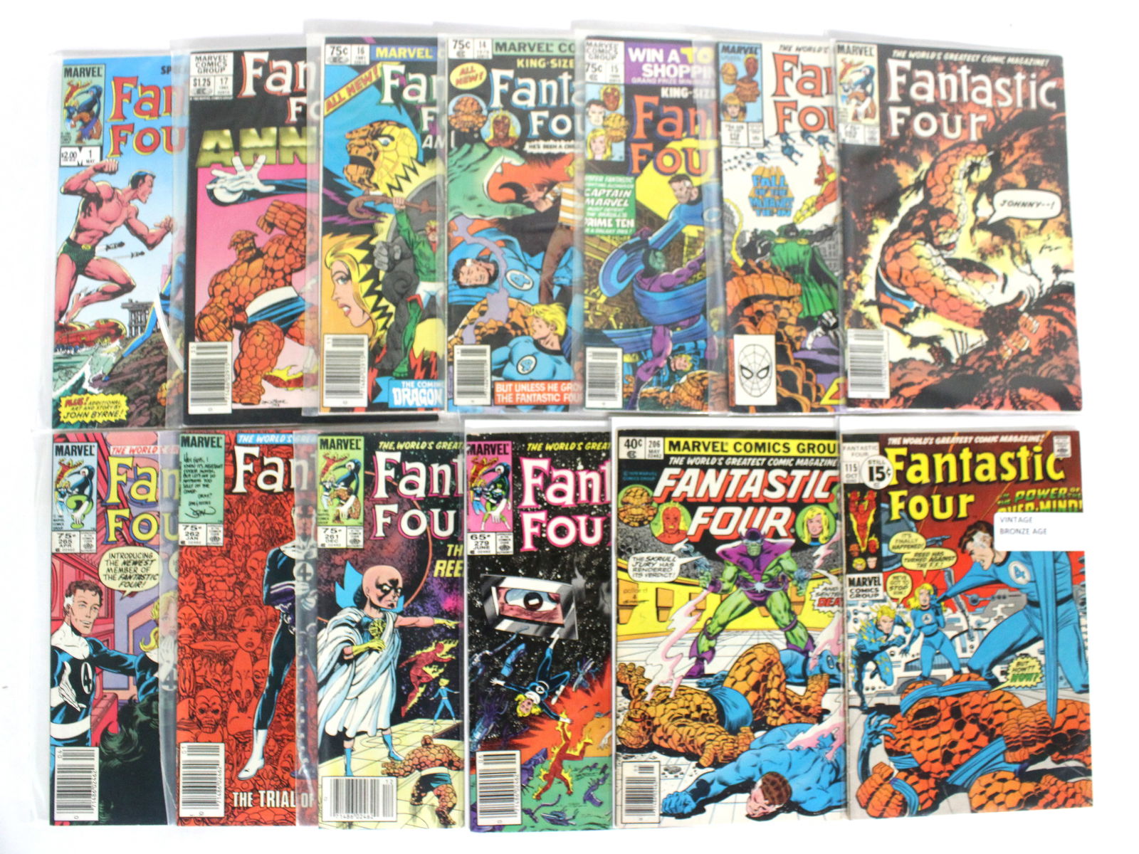Marvel Fantastic Four Bronze Age Comic Books: Total of 13 Issues. Assorted issues. Bagged and Boarded. Varying conditions. In-house shipping available.