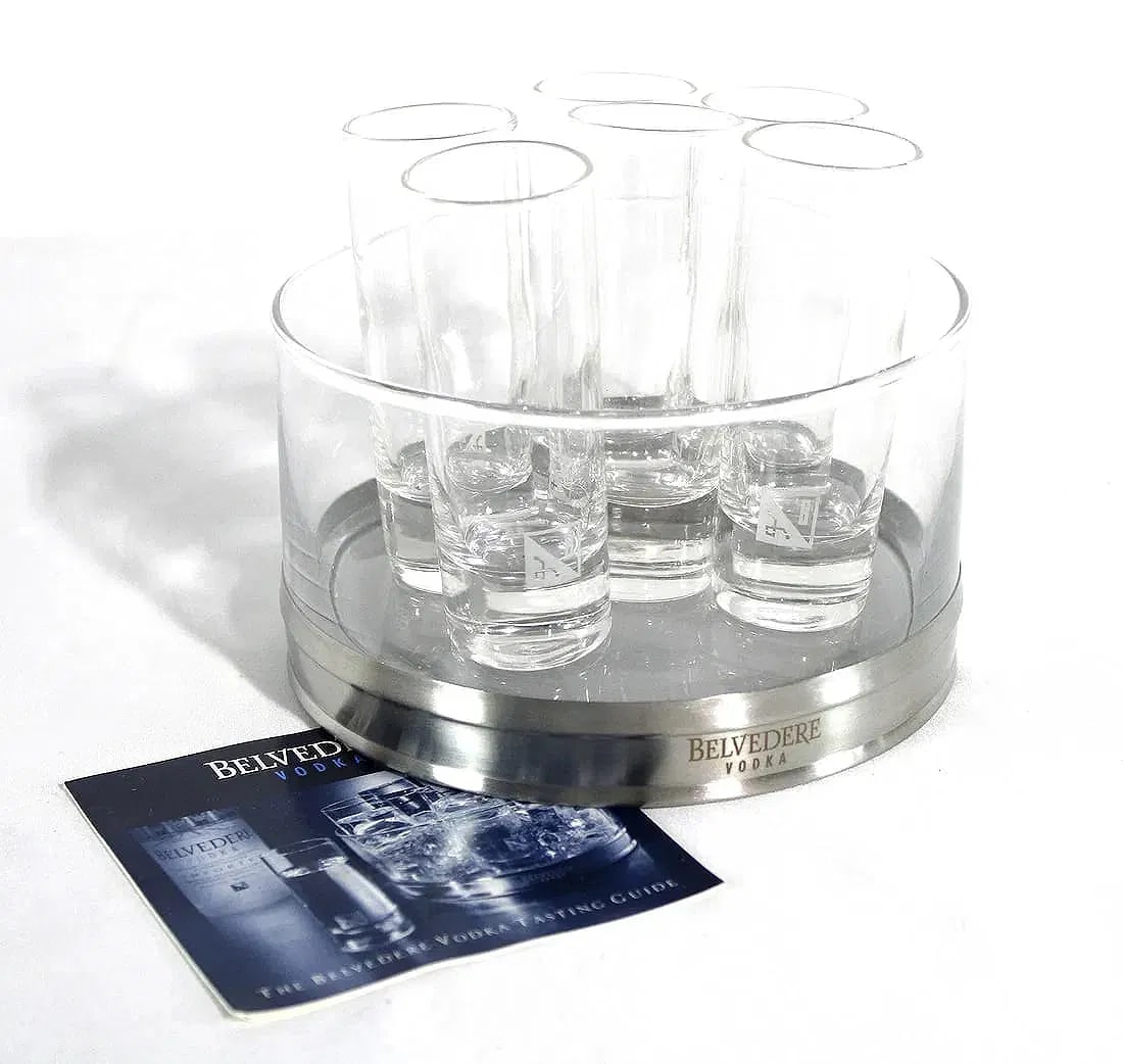 Belvedere Vodka Ice Bucket with Shot Glasses: This item requires third-party shipping or pickup arrangements to be made.