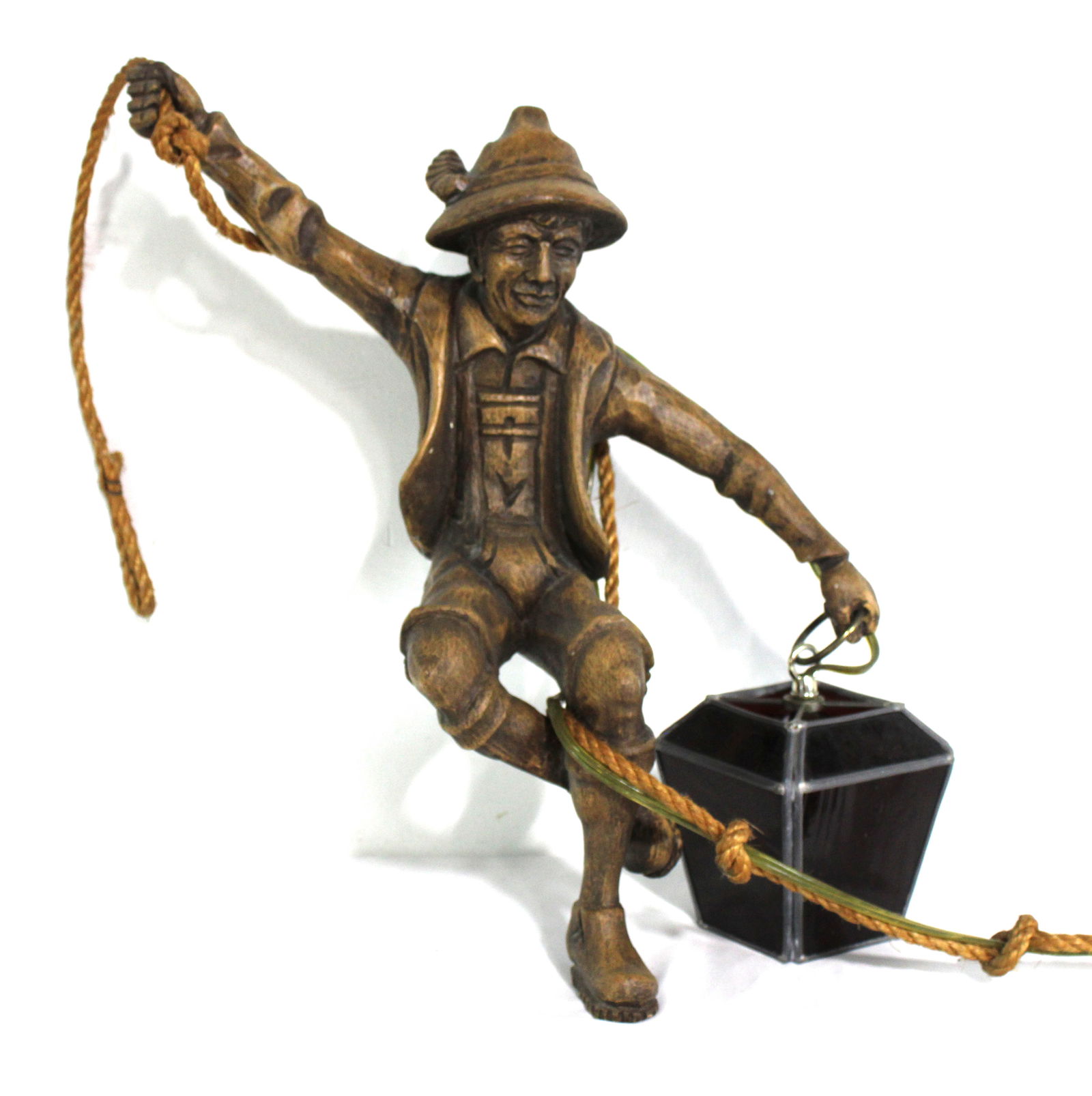 German Black Forest Mountain Climber Wooden Pendant Lamp: This item requires third-party shipping or pickup arrangements to be made.