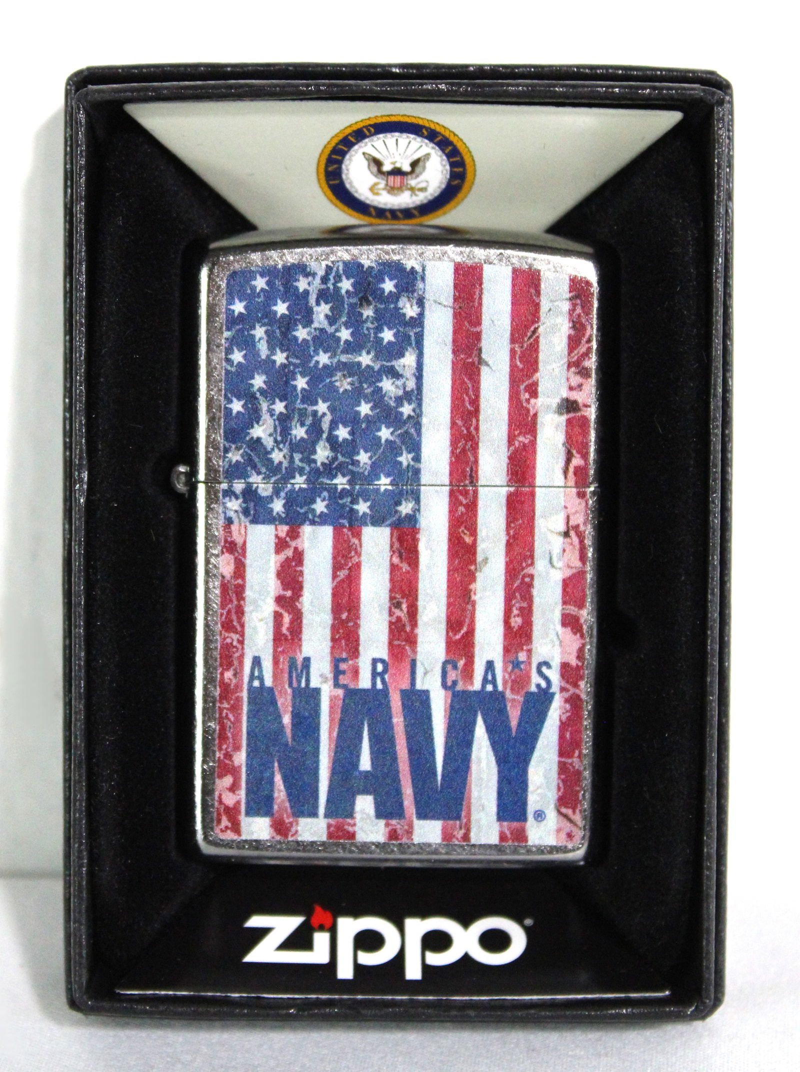 U.S. Navy Themed Zippo Lighter in Box: In-house shipping available.