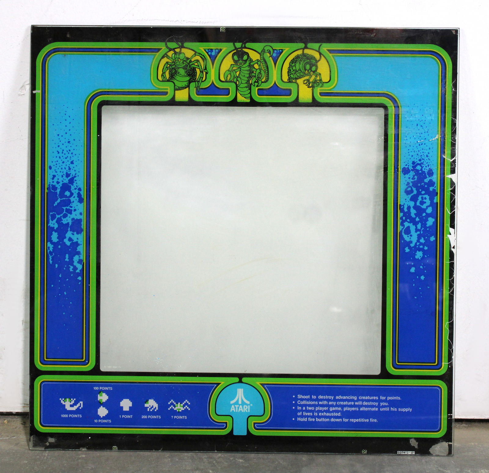 Atari Centipede Arcade Game Glass Bezel: This item requires third-party shipping or pickup arrangements to be made.