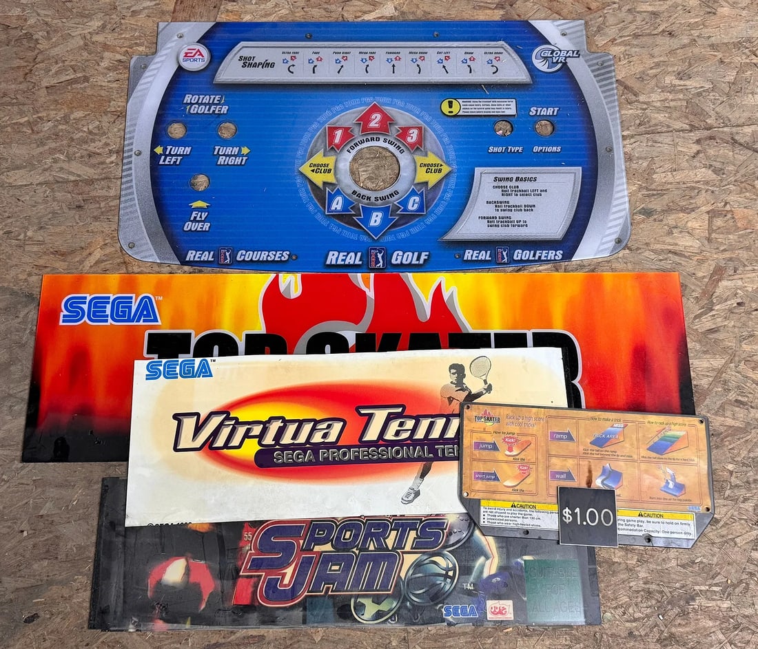 Arcade Headers and Overlay incl. PGA Golf and Sega Top Skater: ***This is a remote auction in Sewell, New Jersey. Pickup or third-party shipping is required on this item. A list of suggested shippers can be found in the terms of this auction and on our website.