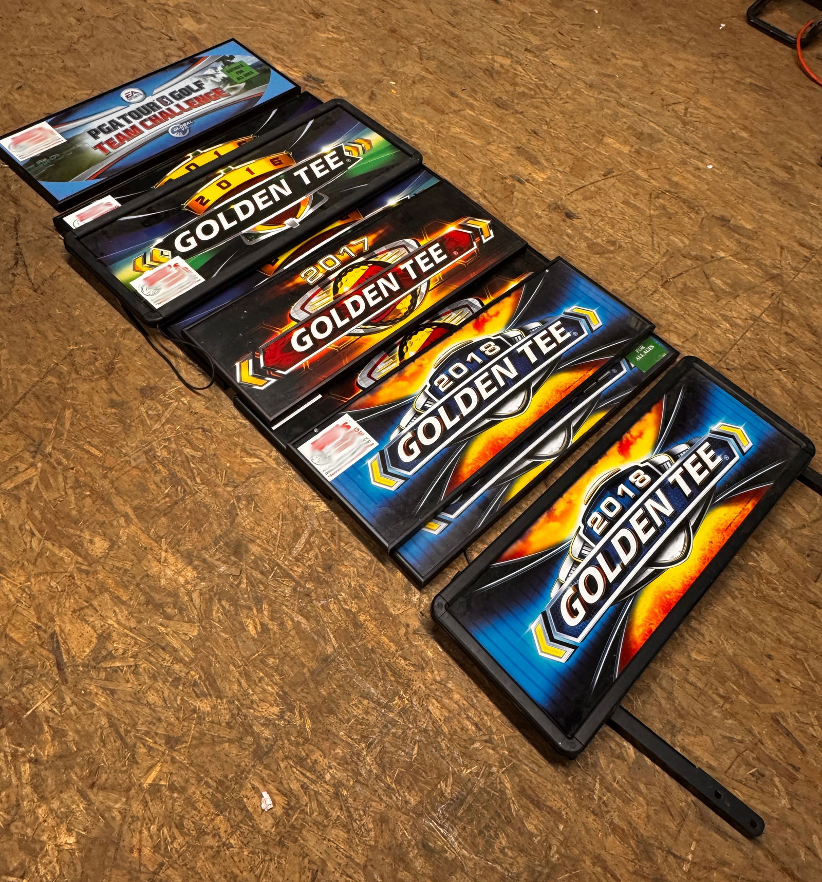 Framed Golden Tee Headers / PGA Golf: Total of 9. **In-house shipping available. Please reach out to auction house prior to pickup day if you are needing this item shipped.