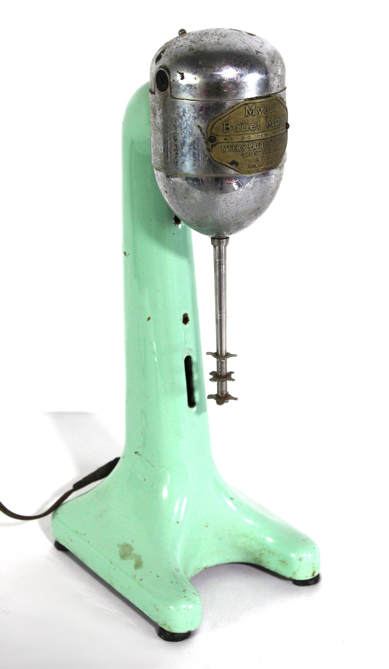 Myers Porcelain Milkshake Mixer: This item requires third-party shipping or pickup arrangements to be made. Dimensions: 18 x 7 x 8