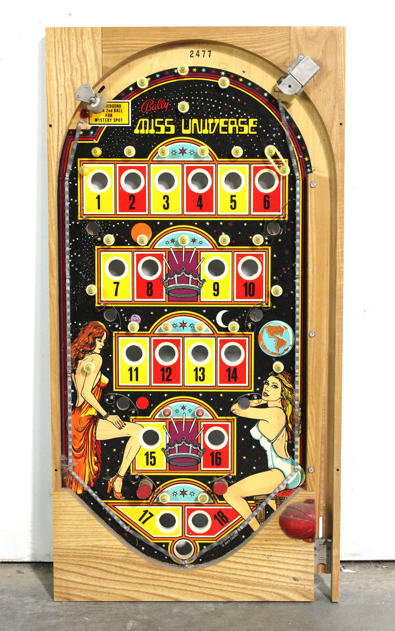 NOS Bally Miss Universe Bingo Pinball Playfield: This item requires third-party shipping or pickup arrangements to be made.