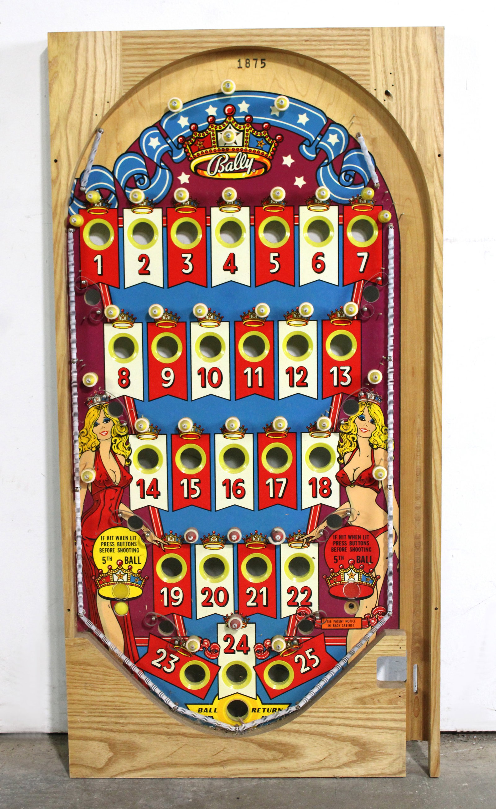 NOS Bally Miss America Pinball Bingo Playfield: This item requires third-party shipping or pickup arrangements to be made.