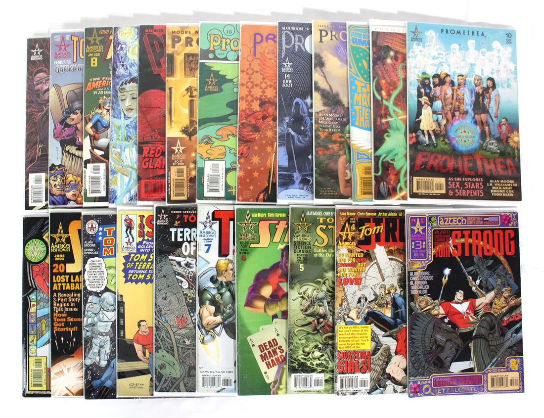 America's Best Comics Mix Lot incl. Tom Strong and Promethea: Total of 23 Issues. Assorted issues. Bagged and Boarded. Varying conditions. In-house shipping available.