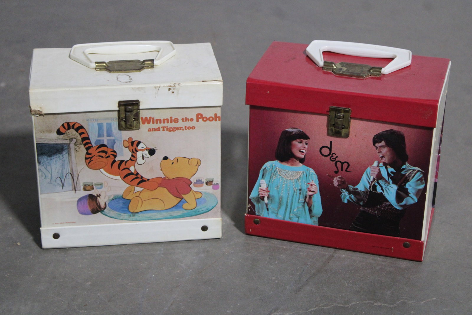 Vintage Record Holders with 45rpm Records: In-house shipping available.