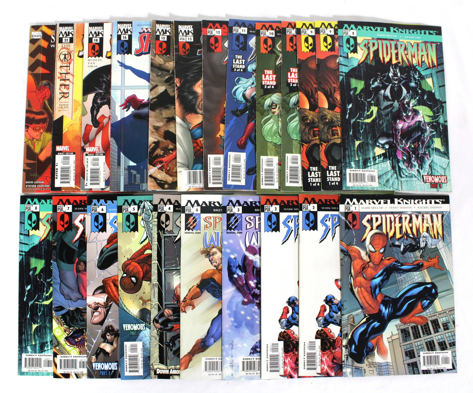 Marvel Comics Marvel Knights Spider-Man Comic Books: Total of 23 Issues. Assorted issues. Bagged and Boarded. Varying conditions. In-house shipping available.