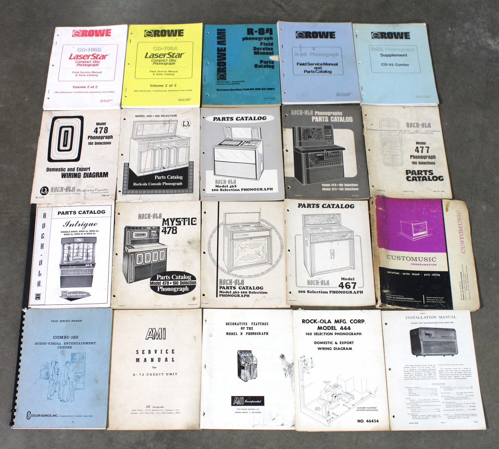 Jukebox Manuals incl. Rowe, AMI and Rockola: Total of 20. Varying conditions. In-house shipping available.