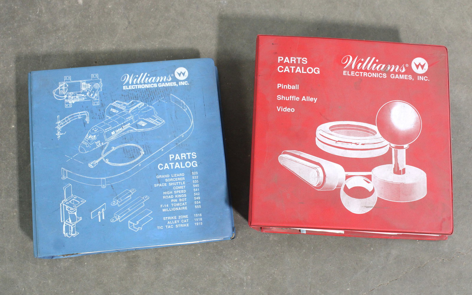 Williams Pinball Parts Catalog / Binders: Total of two. In-house shipping available.