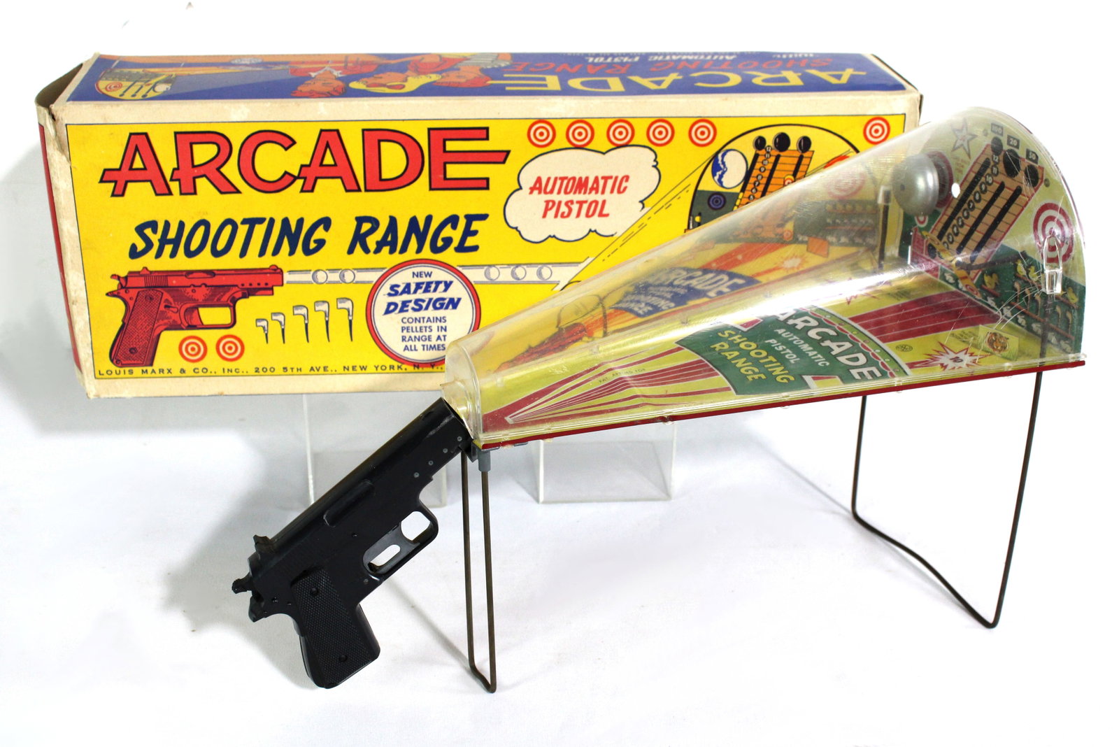 Marx Arcade Shooting Range Toy in Box: This item requires third-party shipping or pickup arrangements to be made. Dimensions of box: 5 x 22 x 8