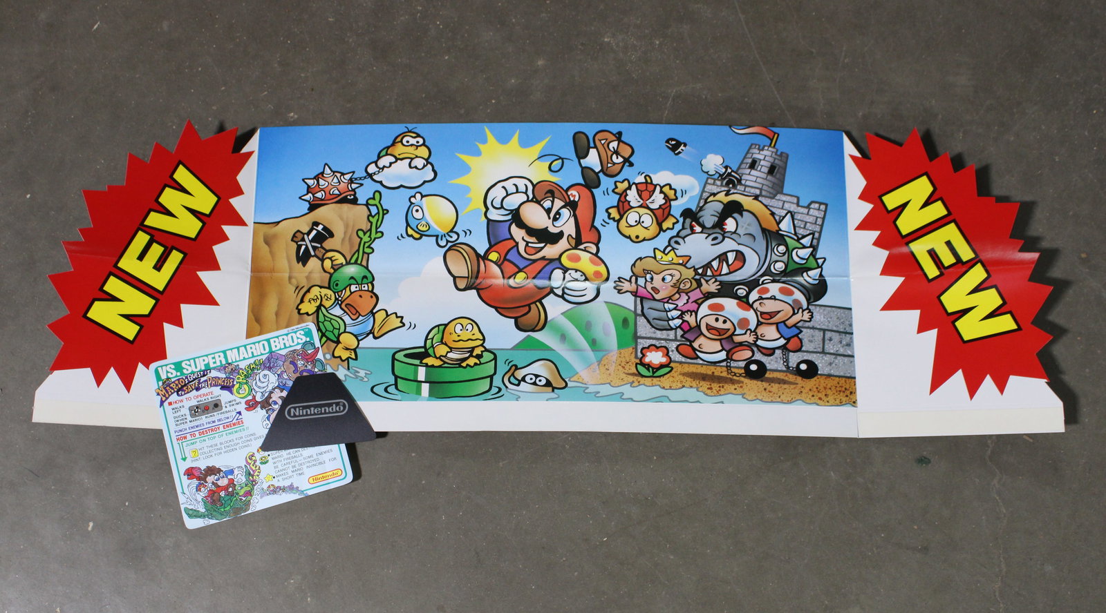 NOS Nintendo VS. Super Mario Bros New Game Header: In-house shipping available.