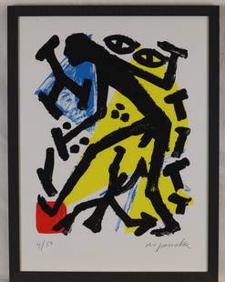 PENCK, A.R.(1939 Dresden-2017 Zürich) - Ohne Titel: PENCK, A.R.(1939 Dresden-2017 Zürich) - Ohne Titel aus der Serie 'Dresden', 1992, Farbserigraphie, unterhalb in Blei signiert "ar.penck" und nummeriert "4/50", ca.64x48cm, verso Kunsthandeletiket