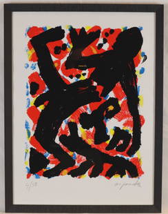 PENCK, A.R.(1939 Dresden-2017 Zürich) - Ohne Titel: PENCK, A.R.(1939 Dresden-2017 Zürich) - Ohne Titel aus der Serie 'Dresden', 1992, Farbserigraphie, unterhalb in Blei signiert "ar.penck" und nummeriert "4/50", ca.64x48cm, verso Kunsthandeletiket