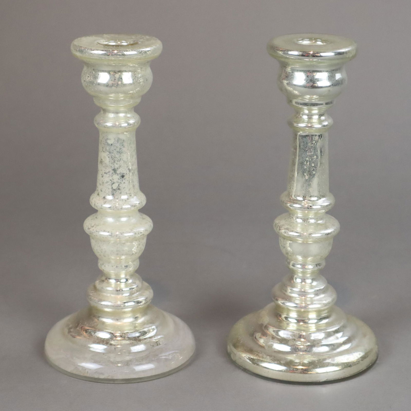 Paar Bauernsilber-Leuchter - farbloses Glas mit (1 of 5)