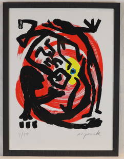 PENCK, A.R.(1939 Dresden-2017 Zürich) - Ohne Titel aus: PENCK, A.R.(1939 Dresden-2017 Zürich) - Ohne Titel aus der Serie 'Dresden', 1992, Farbserigraphie, unterhalb in Blei signiert "ar.penck" und nummeriert "4/50", ca.64x48cm, verso Kunsthandeletikett mi