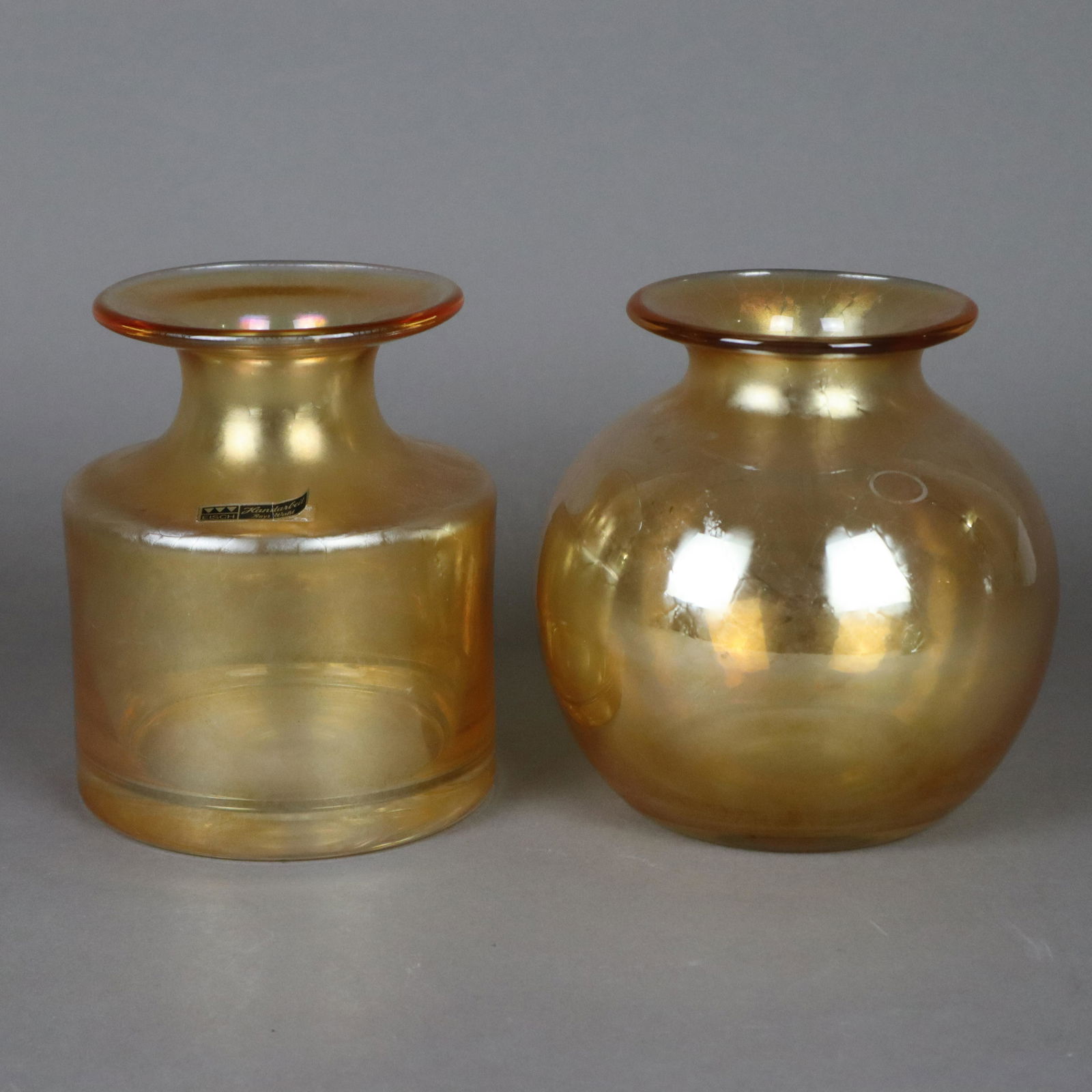 Zwei Vasen - Erwin Eisch, bernsteinfarbenes Glas, (1 of 10)