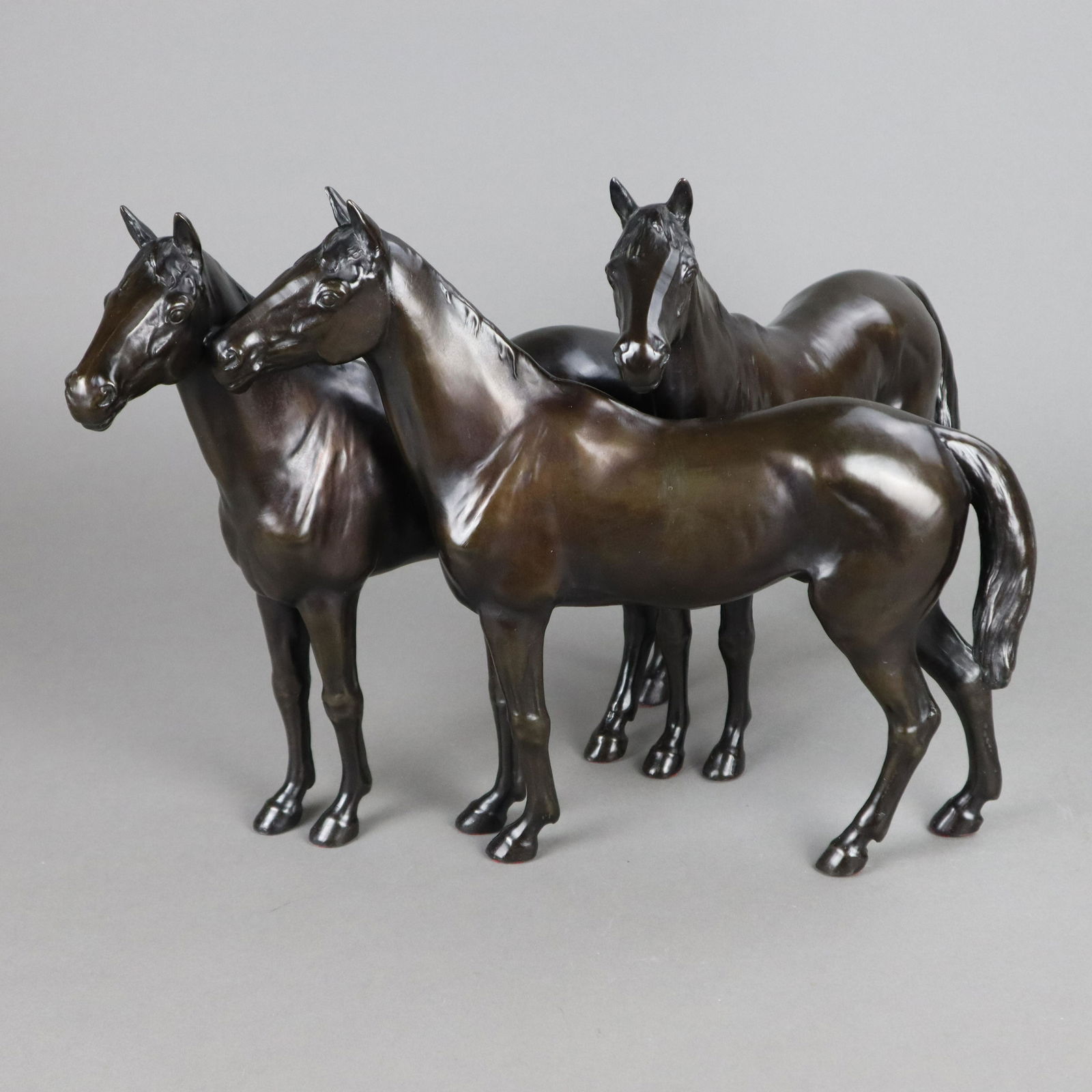 Pferdeherde - wohl 1930er Jahre, Metallguss, bronziert, (1 of 12)