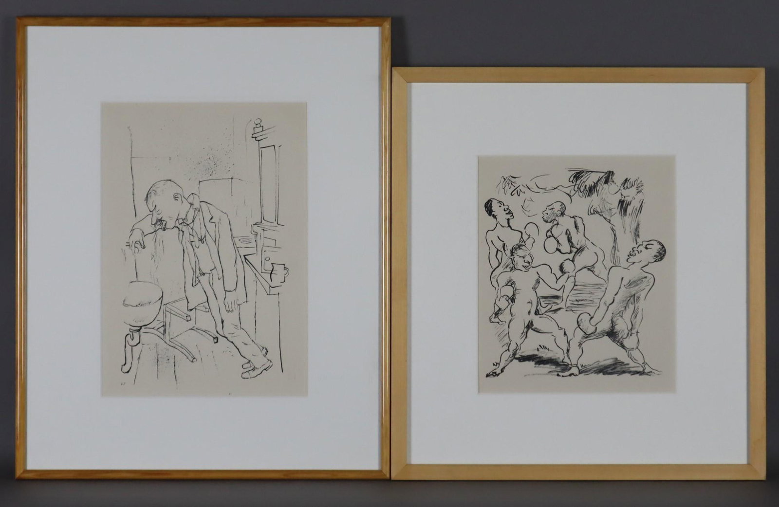 Konvolut Grafik - 2-teilig, 1x Rudolf Grossmann (1882 -: Konvolut Grafik - 2-teilig, 1x Rudolf Grossmann (1882 - 1941 Freiburg im Breisgau): "Die Boxer", Lithografie aus der Folge "Deutsche Graphiker der Gegenwart", hrsg.v. Klinkhardt & Biermann, Leipzig 19