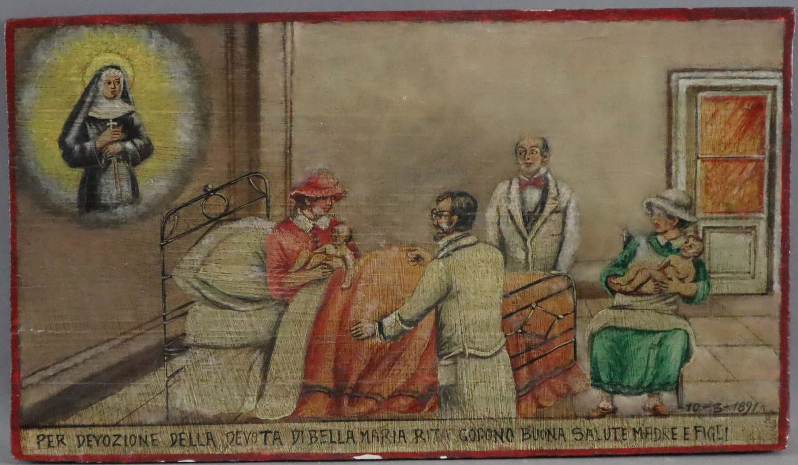 Votivtafel - Holz, bemalt, "10-3-1891" datiert, Mutter (1 of 4)