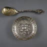 Zierschale und -löffel - Silber, deutsch, jeweils gestempelt mit Halbmond/Krone und "800", 1x