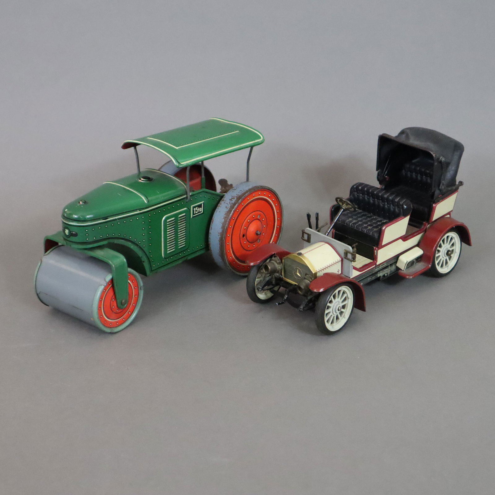 Zwei Blechspielzeuge - 1 Dampfwalze, Tipp & Co, gem. TCO, Blech farbig lithografiert, Uhrwerk lä (1 of 9)