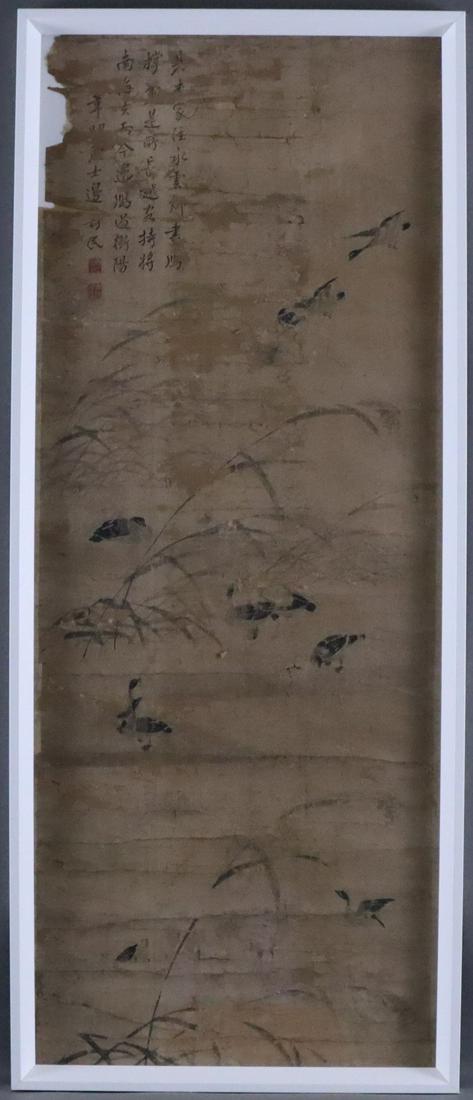 Malerei im Stil von Bian Shoumin (1684-1752) - Wildenten in Landschaft, Tusche auf Papier, ca.98 x (1 of 9)