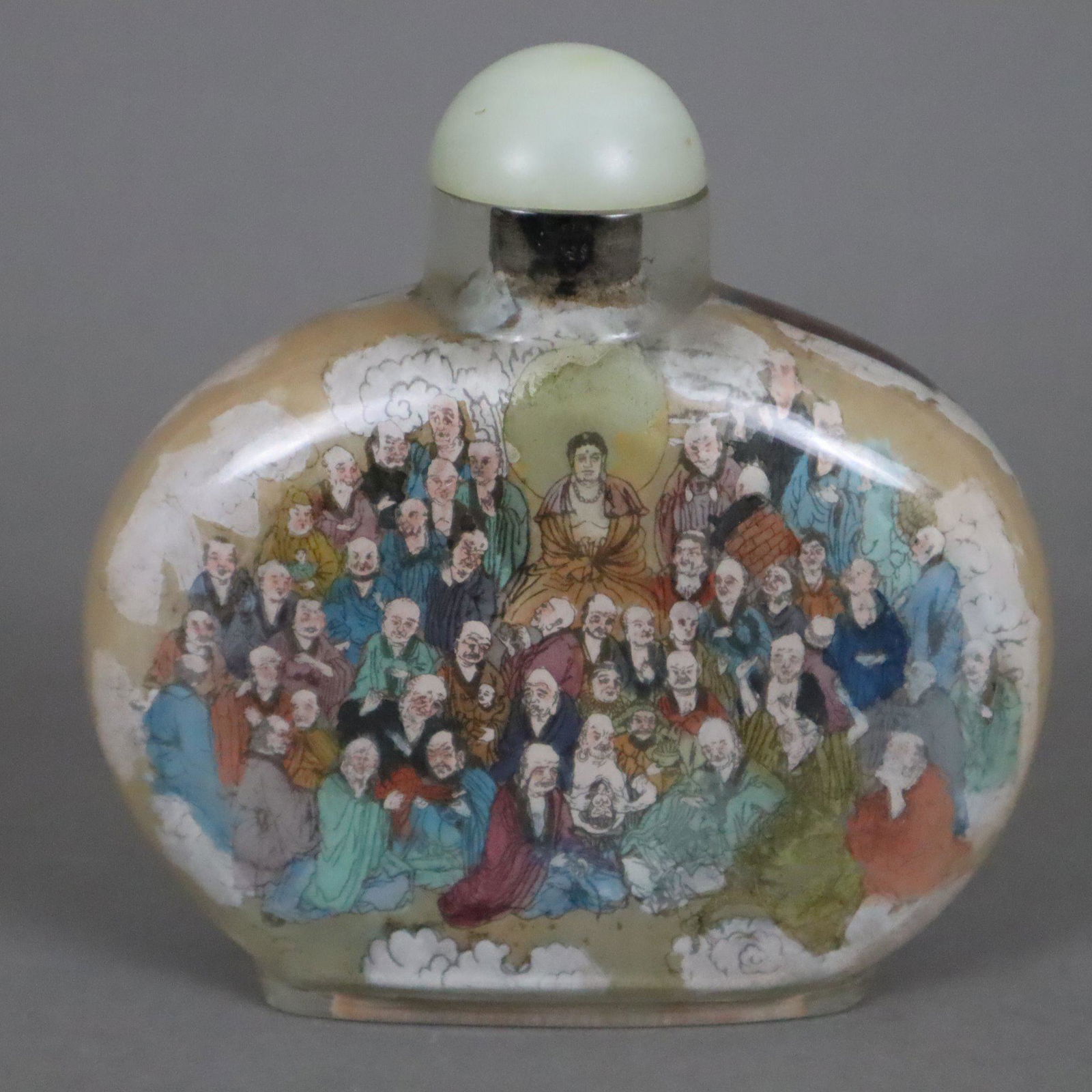 Große Snuffbottle - China, 20. Jh., gedrückter gebauchter Korpus aus massivem Glas, (1 of 9)