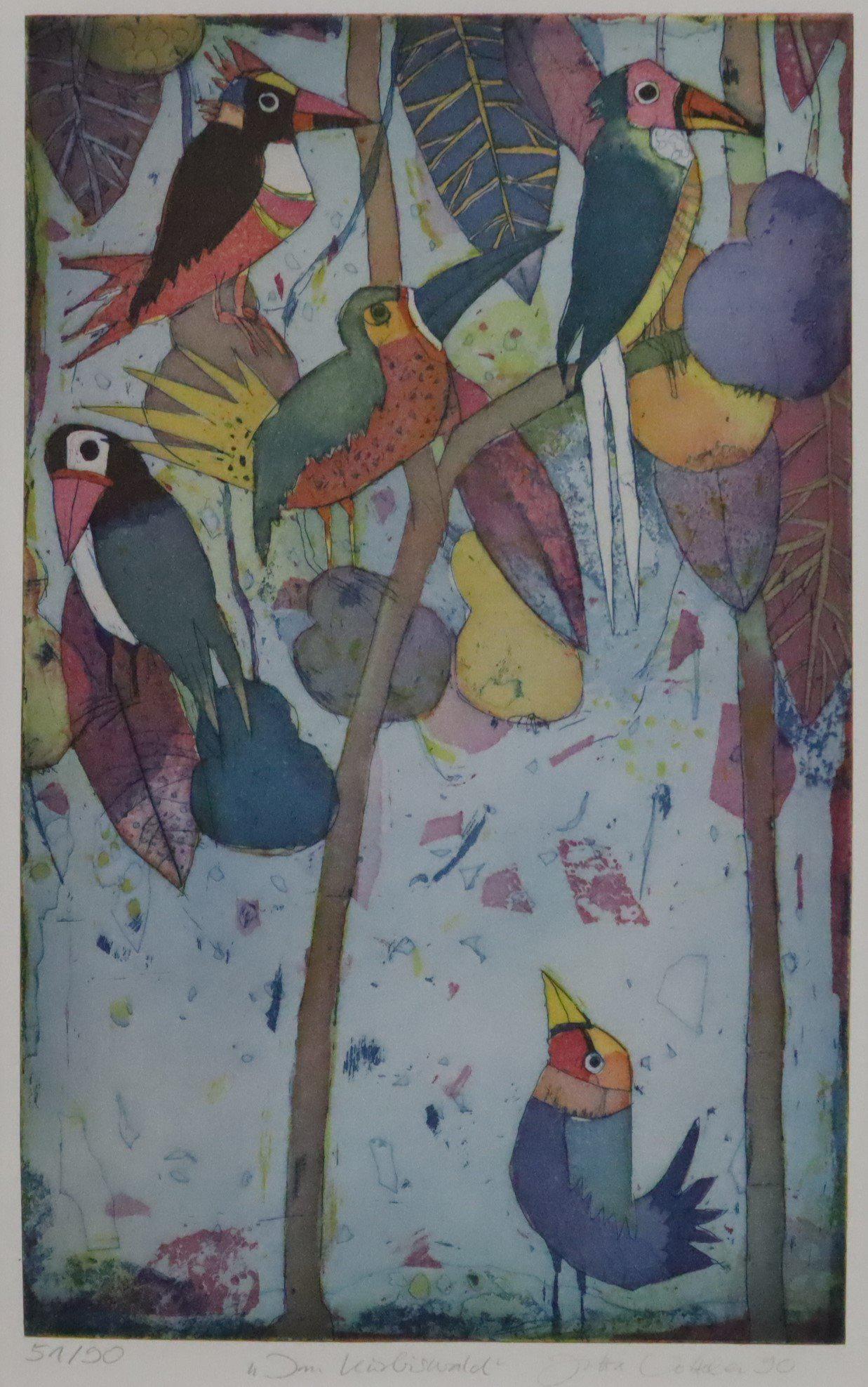 Votteler, Jutta (*1959) - "Im Kürbiswald", 1990, Original-Farbradierung auf Bütten, (1 of 7)