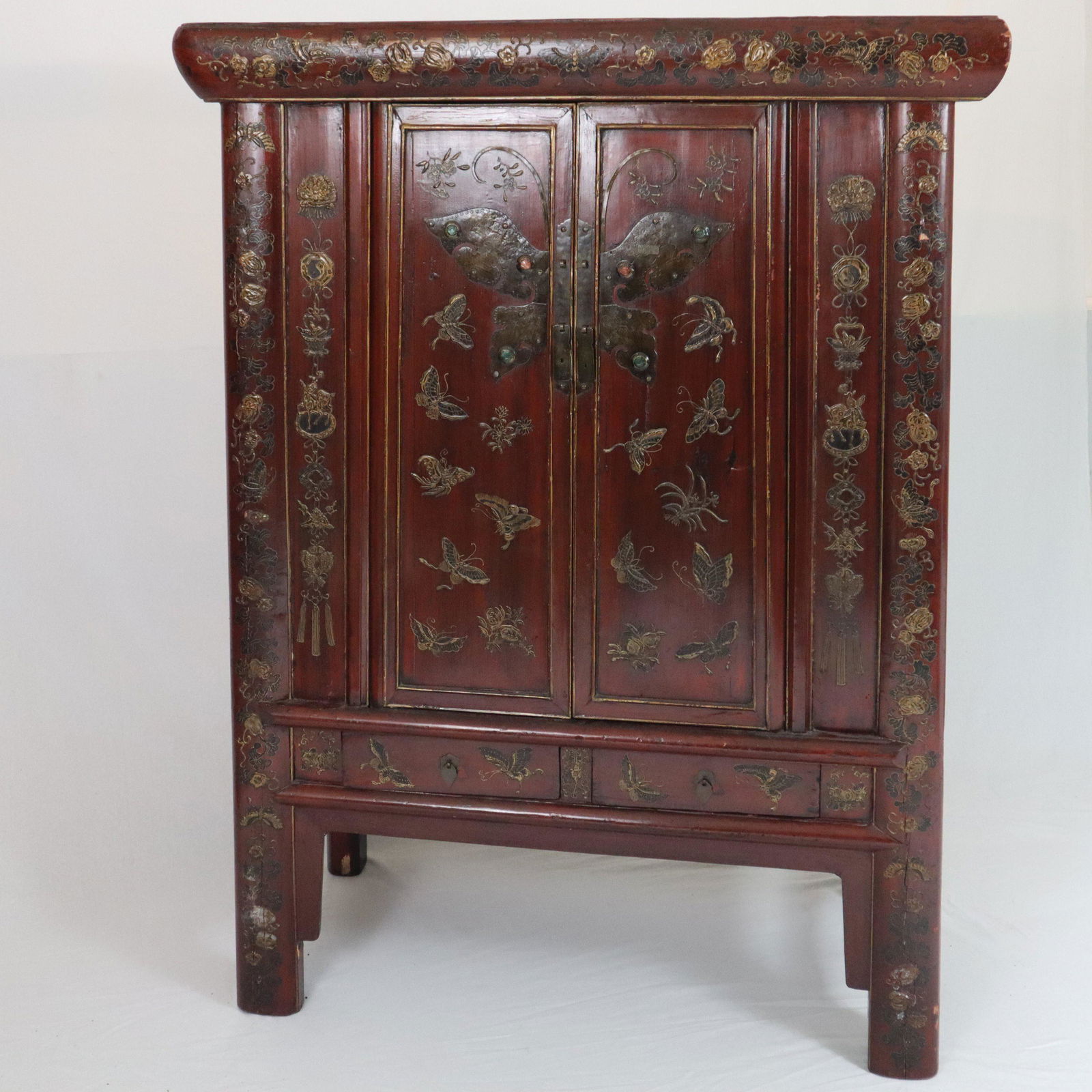 Hochzeitsschrank - China 20.Jh., Exportware, Holz, schlichter, zweitüriger leicht konischer (1 of 15)